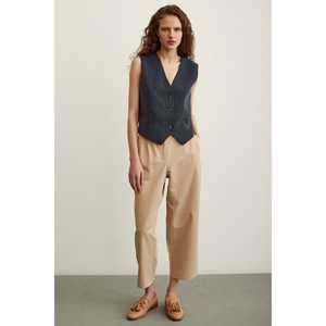 Pantalones Rectos Color Beige Mango de Cintura Alta Antiarrugas para Mujer - Product Image 5