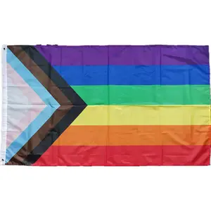 Haute qualité 3 * 5ft Polyester lesbienne Lgbt bannière Gay fierté arc-en-ciel drapeau bannière progrès