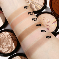 Poudre pressée pour le visage en 6 couleurs, fond de teint, poudre anti-brillance pour peaux foncées