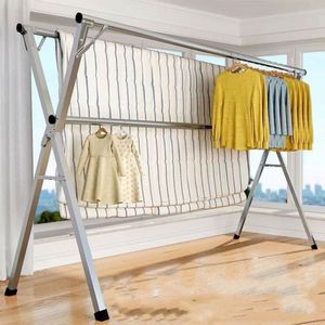 Double Pole X Type Outdoor Folding Clothes Drying Rack Hanger Indoor Steel Clothes Bedroom Display Rack - Product Image 3