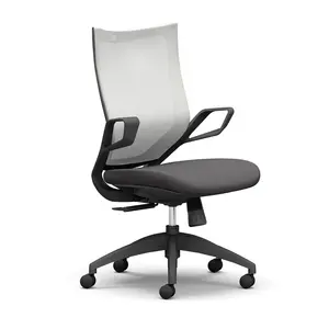 2024 офисный стул Foshan, отличное качество, современный эргономичный эластичный сетчатый стул со средней спинкой, с нейлоновым основанием
