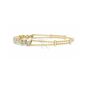 Pulsera de doble cadena con diamantes de múltiples formas, con diamantes de corte mixto cultivados en laboratorio en oro amarillo, joyería delicada para superposición. - Product Image 2