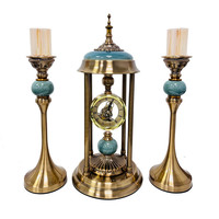Jam Meja Logam Retro Eropa, Ornamen Meja Mewah untuk Ruang Tamu, Kamar Tidur, Ruang Belajar