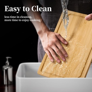 Tablas de Cortar de Madera para Cocina, Tabla de Cortar de Madera Práctica con Ranuras Profundas para Jugos, Tabla de Cortar de Bambú Natural - Product Image 5