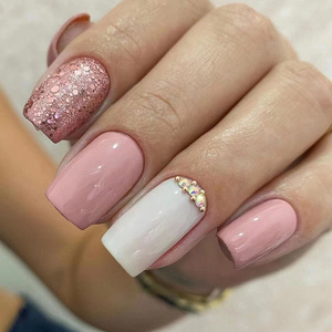 <span class=keywords><strong>Uñas</strong></span> Postizas de Mousse con Degradado <span class=keywords><strong>Rosa</strong></span> <span class=keywords><strong>y</strong></span> Morado, Estilo Diamante con Mariposa Brillante, para Usar con Máquina, Precio de Mayoreo - Product Image 5