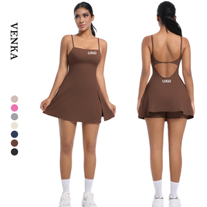 Vente en gros d'une seule pièce sexy <span class=keywords><strong>de</strong></span> dames fronde mince body <span class=keywords><strong>de</strong></span> sport robe <span class=keywords><strong>de</strong></span> tennis femmes Gym porter des jupes fitness course yoga combinaison - Product Image 1