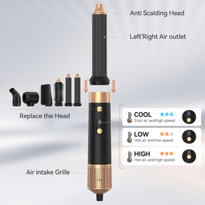 Set Professionale 6 in 1 per Acconciatura: <span class=keywords><strong>Spazzola</strong></span> ad Aria Calda, Asciugacapelli Portatile e Volumizzatore - Product Image 3