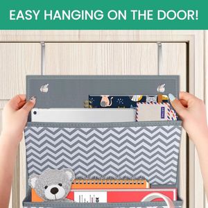 4 Pocket Hanging Wall Organizer, Over Door Wall Mount Fabric File <b>Holder</b> for Office Supplies Mail Letter <b>Document</b> Storage` - Product Image 2