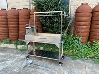Barbecue argentin en acier inoxydable avec briques réfractaires pour charbon de bois, style Asado, Parrilla, Santa Maria
