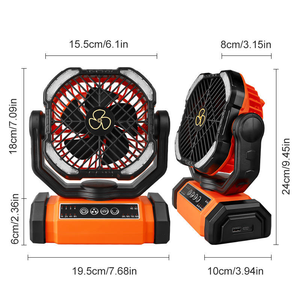 Nouveau ventilateur de camping extérieur 2025 de 20000 mAh, puissant, avec batterie externe, éclairage, crochet et support de tente, en plastique double. - Product Image 2