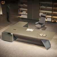 Bureau de direction moderne et luxueux en panneaux de bois en forme de L, modulaire et sain, pour PDG, directeur, patron, avec garantie de 5 ans