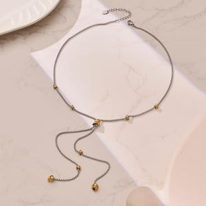 Nuevo Estilo Euroamericano, Collar Deportivo para Mujer, Bicolor, con Microincrustaciones de Circonio, con Cordón Ajustable, de Acero Inoxidable, Estilo <span class=keywords><strong>Instagram</strong></span> - Product Image 1