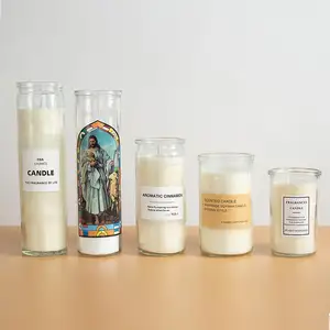 Vela de vidro 7 dias, 8 polegadas, jarra de vidro religioso, suporte de vela