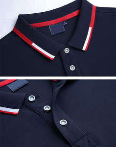 T-shirt en coton bleu marine Chemises polo personnalisées pour hommes avec logo brodé - Product Image 2