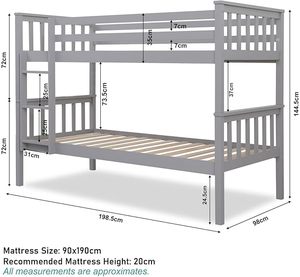 Cama Litera de Madera Maciza, Líneas Limpias, Acabado en Pino Natural, <span class=keywords><strong>para</strong></span> Habitación Infantil Moderna - Product Image 5