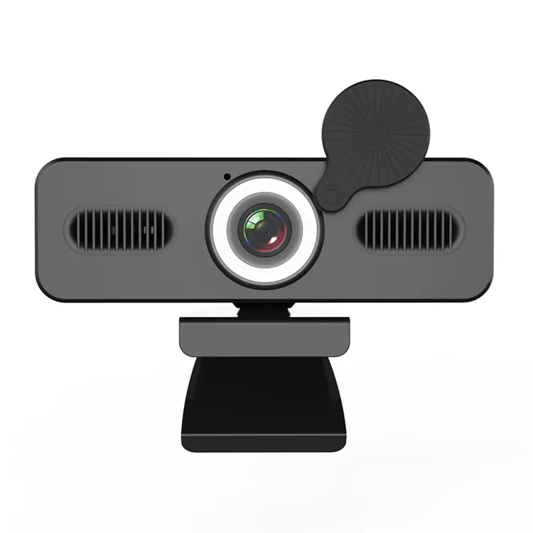 Webcam USB 1080P para ordenador, cámara Web de vídeo con anillo de luz LED incorporado y micrófono, nueva moda