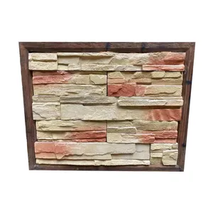 Landscape decorative dry stacked golden artificial slate stone outdoor faux stone wall panel fence
