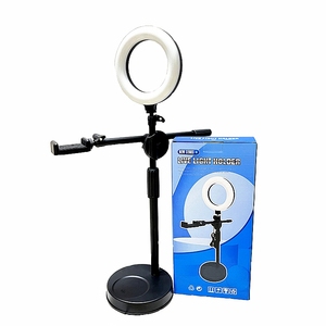 Support de bureau pour téléphone portable avec anneau lumineux LED pour maquillage, diffusion en direct et enregistrement vidéo, idéal pour les photos et les selfies - Product Image 4