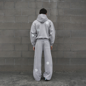 KIingSen High Quality Custom Men's Terry Winter Breathable 360g Character Pattern Patchwork Pullover Hoodie <b>Sweatpants</b> <b>Set</b> - Product Image 2