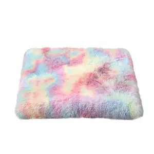Super Pretty Tie Dye Rainbow Pet Pad Kennel Memory Sponge Pet Pad Warm Impermeable Extraíble Lavable Cama para perros Almohadilla gruesa