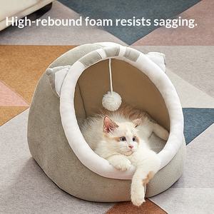Nouveau Nid pour Chat Populaire sur <span class=keywords><strong>Internet</strong></span>, Toutes Saisons, Semi-Fermé, Détachable, Lavable, Maison Chaude d'Hiver pour Chat - Product Image 2