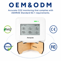 Capteur de CO2 NDIR Aeropulse A200-CM à double faisceau WiFi 2.4G & 5G, service expert, contrôle par application, tableau de bord, autonomie de 1 an