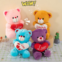 Ours en peluche pour la Saint-Valentin, jouet en peluche blanc, marron, rouge, en forme de cœur, en coton doux PP, coussin en peluche « Je t'aime », jouet en peluche unisexe