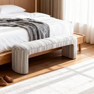 Banco Moderno Minimalista con Diseño Tapizado a Rayas y Acolchado para el Pie de la Cama, Entrada o Sala de Estar - Product Image 3