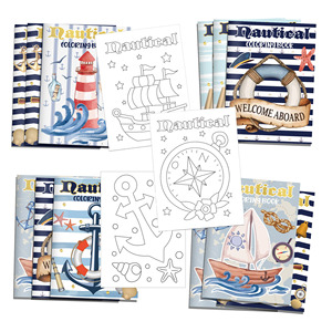 Ty085 Hải Lý Theo Chủ Đề Hải Quân Neo Ngọn Hải Đăng In Màu Cuốn Sách Tự Làm Sơn Vẽ Cuốn Sách Cho Trẻ Em Sinh Nhật Nguồn Cung Cấp Bên - Product Image 1