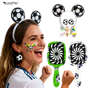 Wanmei 2026 Nuevo Diseño Patrón de Fútbol Peine Hueco Diadema de Fanático de la Copa Mundial, Pendientes y Set de Pegatinas de Tatuajes, Accesorios para Animar al Fútbol - Product Image 1