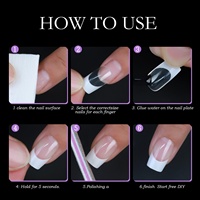 Vente Directe Usine Kits d'Ongles DIY Faux Ongles Français Mi-longs Couverture Complète Rapide à Coller (120 Pièces)
