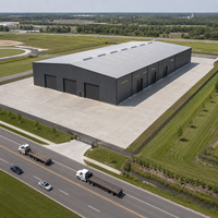 Entrepôt à grande portée en structure métallique conforme à la norme EN 1090, conçu pour les charges de vent, atelier métallique préfabriqué, bâtiment de stockage, garage, hangar