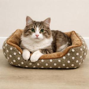 Cuccia per Animali Yommy in Peluche con Design a Pois, Base Antiscivolo Imbottita, 3 Misure, 3 Colori - Product Image 3