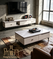 Ensemble Meuble TV et Table Basse de Luxe Moderne Personnalisé, Facile à Nettoyer, pour Villa, Appartement, Chambre et Salons