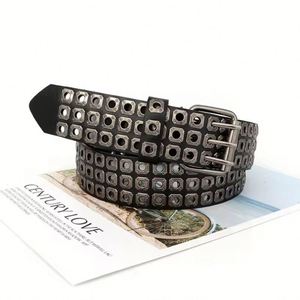 Cinturón de Cuero con Hebilla de Calavera de Aleación para Mujer, con Logotipo Impreso, Duradero e Impermeable, para Jeans y Pantalones de Alta Gama - Product Image 5