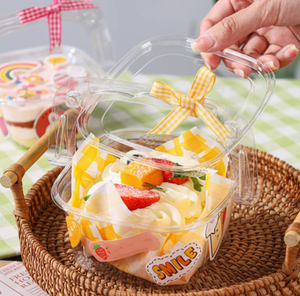 Boîte à gâteau en forme de panier à fleurs à main, boîte à salade de fruits basque, boîte d'emballage transparente pour gâteau mille-feuille à la mousse - Product Image 5