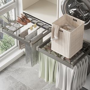 Sèche-linge en métal intégré Porte-pantalon <span class=keywords><strong>coulissant</strong></span> Balcon Sèche-linge Glissière cachée Garde-robe Stockage Invisible Sèche-linge Rack pour le lavage - Product Image 2