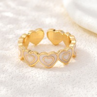 R52 18K Vergoldeter Messing-Ring mit Buntem Emaille-Herz, Verstellbar, Breit, Niedlich, Modisch, Romantischer Statement-Schmuck für Damen, Großhandel