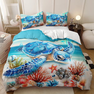 3D In Kỹ Thuật Số Màu Xanh Sâu Rùa Biển Bộ Đồ Giường Đặt Phòng Ngủ Trang Trí Duvet Cover <span class=keywords><strong>Set</strong></span> - Product Image 5