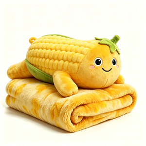 Blush Cheek Big Eye Vegetable <b>Shaped</b> Body <b>Pillow</b> + Attached Fluffy Blanket Double Purpose Corn Cob Plush Nap <b>Pillow</b> - Product Image 4