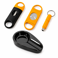 Ensemble d'accessoires pour cigares 4-en-1 avec cendrier, coupe-cigares en V, coupe-cigares guillotine et poinçon à cigares