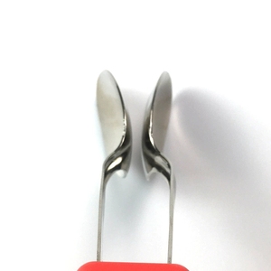 Stainless Steel Double Music Spoon Hand Bell Clapper With <b>Red</b> Handle Metal Percussion Beater For Christmas Day - Product Image 2