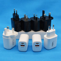 PD QC3.0 Chargeur rapide 20W Adaptateur mural Prise 3 broches Version britannique Adaptateur chargeur de voyage Type C