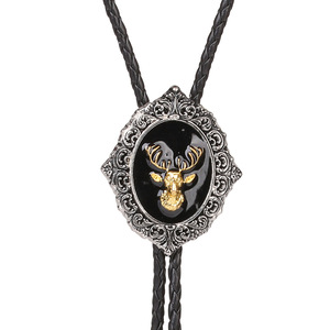 Nouveaux modèles de produits Alliage Horsehead Eagle Elk Deer Cowhead Polo Décolleté Corde Collier en cuir <span class=keywords><strong>Bolo</strong></span> <span class=keywords><strong>Cravate</strong></span> Pour Hommes Femmes - Product Image 3