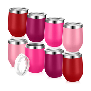 แก้วไวน์แบบกำหนดเองขนาด 12 ออนซ์ แก้วสองชั้นทรงไข่ แก้วสแตนเลสเก็บความร้อน แก้วน้ำ แก้วกาแฟ มีฝาปิด - Product Image 1