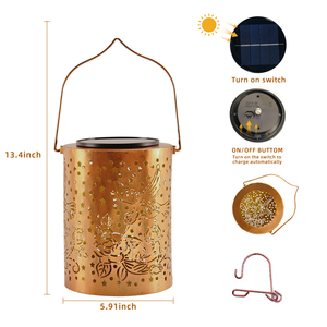 Lanterne de jardin cylindrique <span class=keywords><strong>solaire</strong></span> LED étanche blanc chaud <span class=keywords><strong>projecteur</strong></span> décoratif multi-motifs pour paysage extérieur fer ROHS - Product Image 3