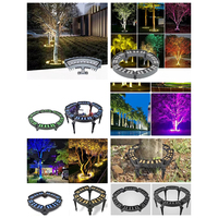 Lampe LED électrique en forme de palmier, AC/DC, étanche IP66, en aluminium, avec anneau carré, décorative, pour poteau paysager, lumières à motif RGB, télécommande