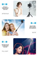 Trépied Extensible R1S Selfie Stick en Fibre de Carbone de Qualité, Meilleure Vente, avec Lumière d'Appoint LED, Télécommande et Fonction Live Stream