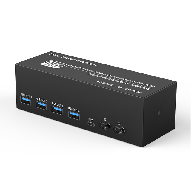 FJ-8K203DH FJGEAR High Quality 1080p HDMI 2.1 8k 2 Port Displayport hdmi Kvm Switch