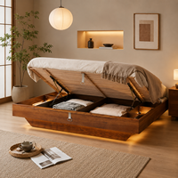 Lit mural minimaliste moderne avec rangement, lit flottant en bois massif pour petits appartements - Design écologique